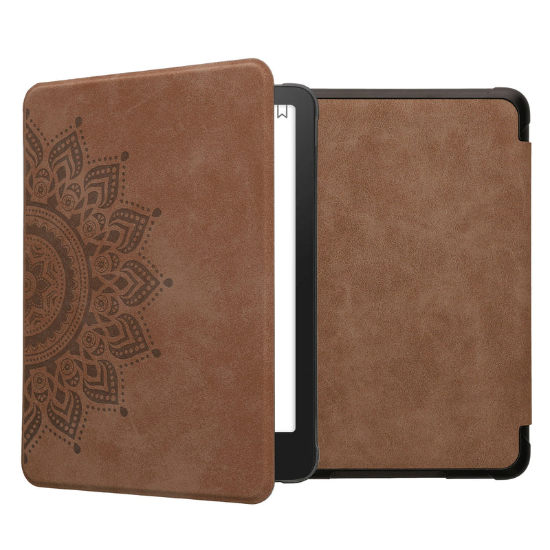 kwmobile Hülle kompatibel mit Amazon Kindle Paperwhite (2024)/Colorsoft - Kunstleder eReader Schutzhülle - Aufgehende Sonne Braun Braun  [dsg02]