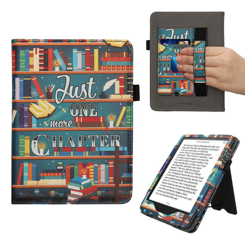 kwmobile Flip Cover kompatibel mit Amazon Kindle Paperwhite (2024)/Colorsoft - Hülle mit Handschlaufe Bibliothek Motto Mehrfarbig Mehrfarbig  [dsg01]