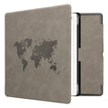 kwmobile Hülle kompatibel mit Amazon Kindle Scribe (2024) Hülle - Kunstleder Cover - Travel Umriss Grau Grau  [dsg04]