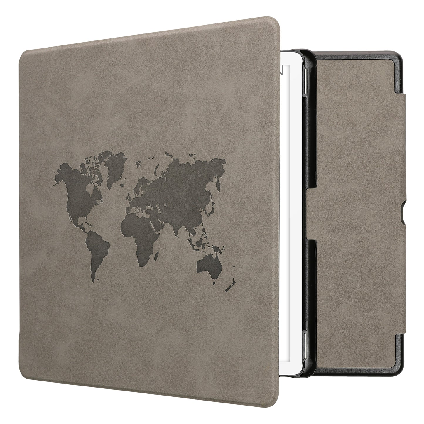 kwmobile Hülle kompatibel mit Amazon Kindle Scribe (2024) Hülle - Kunstleder Cover - Travel Umriss Grau Grau  [dsg04]