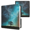 kwmobile Klapphülle kompatibel mit Amazon Kindle Scribe (2024) Hülle - eReader Case - Galaxie Baum Wiese Blau Grau Schwarz Blau  [dsg02]