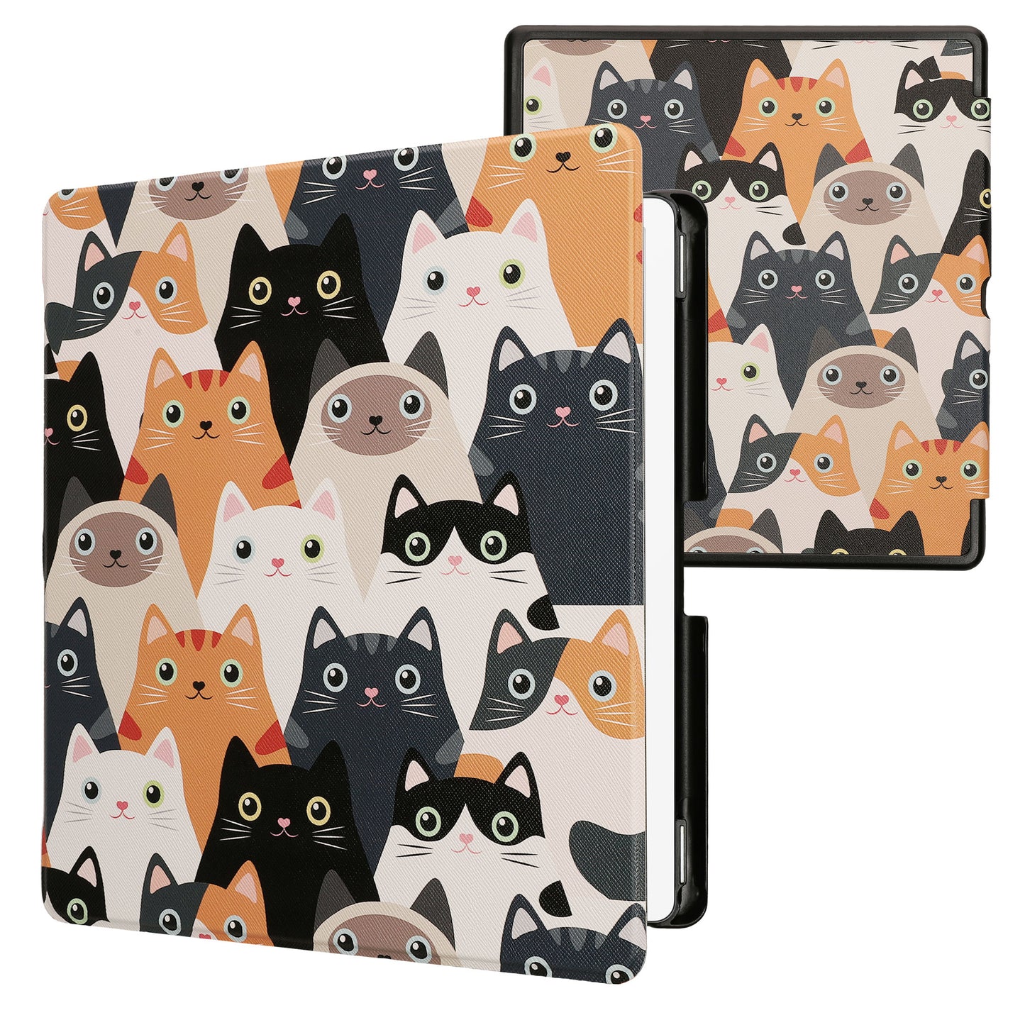 kwmobile Klapphülle kompatibel mit Amazon Kindle Scribe (2024) Hülle - eReader Case - Katzen Orange Schwarz Weiß Orange  [dsg05]