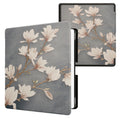 kwmobile Klapphülle kompatibel mit Amazon Kindle Scribe (2024) Hülle - eReader Case - Magnolien Taupe Weiß Blaugrau Taupe  [dsg08]