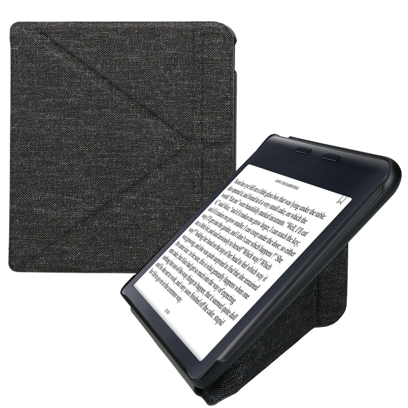 kwmobile Hülle kompatibel mit Kobo Kobo Libra Colour / Tolino Vision Color - Stoff eReader Schutzhülle Cover Case - Dunkelgrau Dunkelgrau  