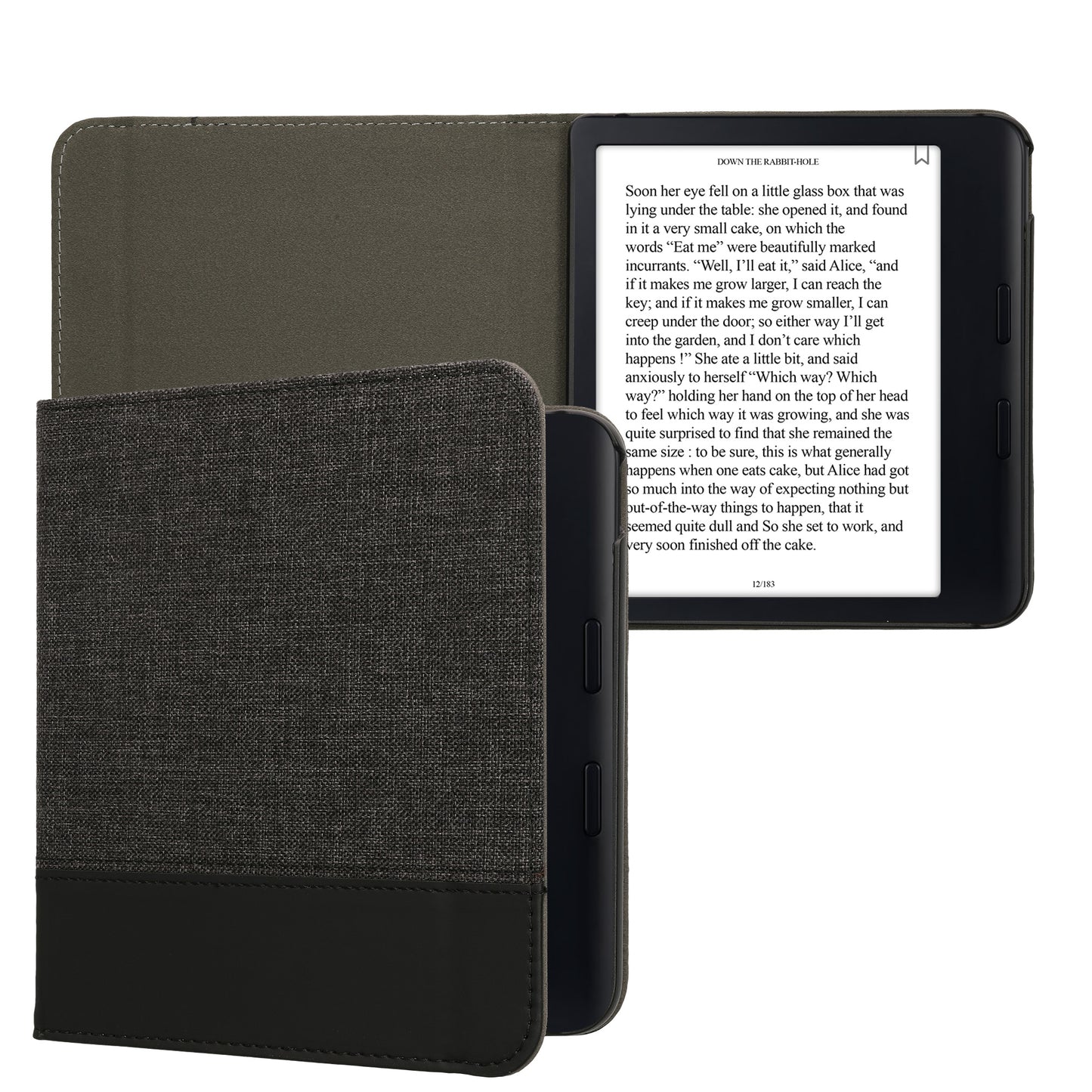 kwmobile Hülle kompatibel mit Kobo Kobo Libra Colour / Tolino Vision Color - Canvas eReader Schutzhülle Cover Case - Anthrazit Schwarz Anthrazit  