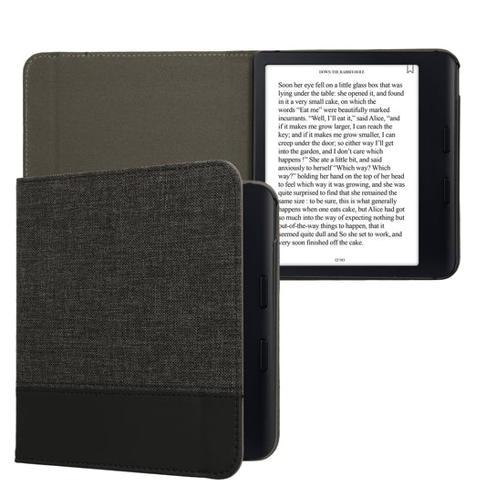 kwmobile Hülle kompatibel mit Kobo Kobo Libra Colour / Tolino Vision Color - Canvas eReader Schutzhülle Cover Case - Anthrazit Schwarz Anthrazit  