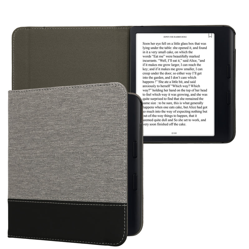 kwmobile Hülle kompatibel mit Kobo Kobo Libra Colour / Tolino Vision Color - Canvas eReader Schutzhülle Cover Case - Dunkelgrau Schwarz Dunkelgrau  