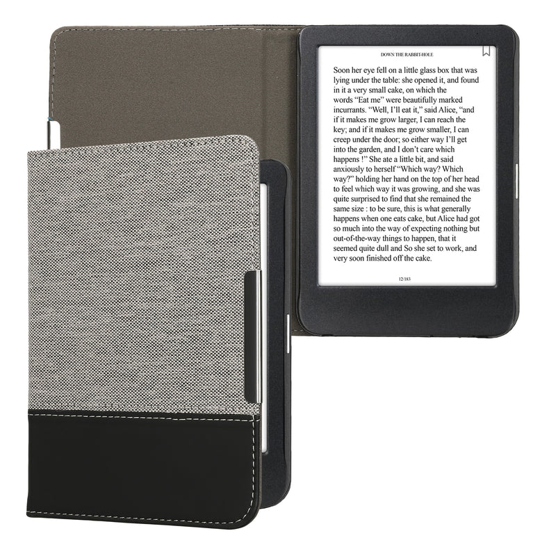 kwmobile Hülle kompatibel mit Kobo Clara BW / Clara Colour / Tolino Shine (5) / Shine Color - Canvas eReader Schutzhülle Cover Case - Dunkelgrau Schwarz Dunkelgrau  