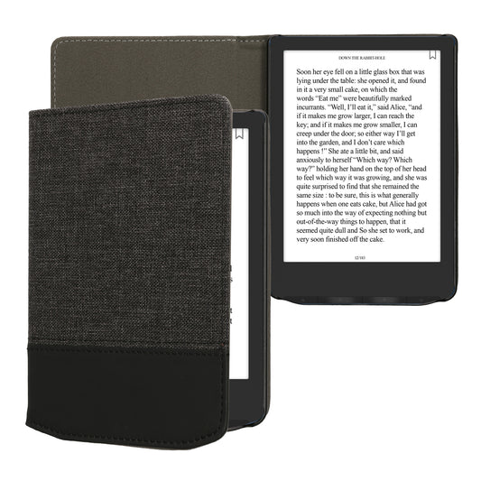 kwmobile Hülle kompatibel mit Pocketbook Verse / Verse Lite / Verse Pro / Color / Vivlio Light/Light HD - Canvas eReader Schutzhülle Cover Case - Anthrazit Schwarz Anthrazit  