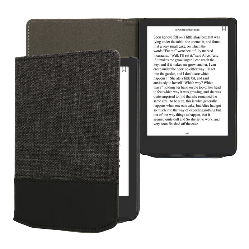 kwmobile Hülle kompatibel mit Pocketbook Verse / Verse Lite / Verse Pro / Color / Vivlio Light/Light HD - Canvas eReader Schutzhülle Cover Case - Anthrazit Schwarz Anthrazit  