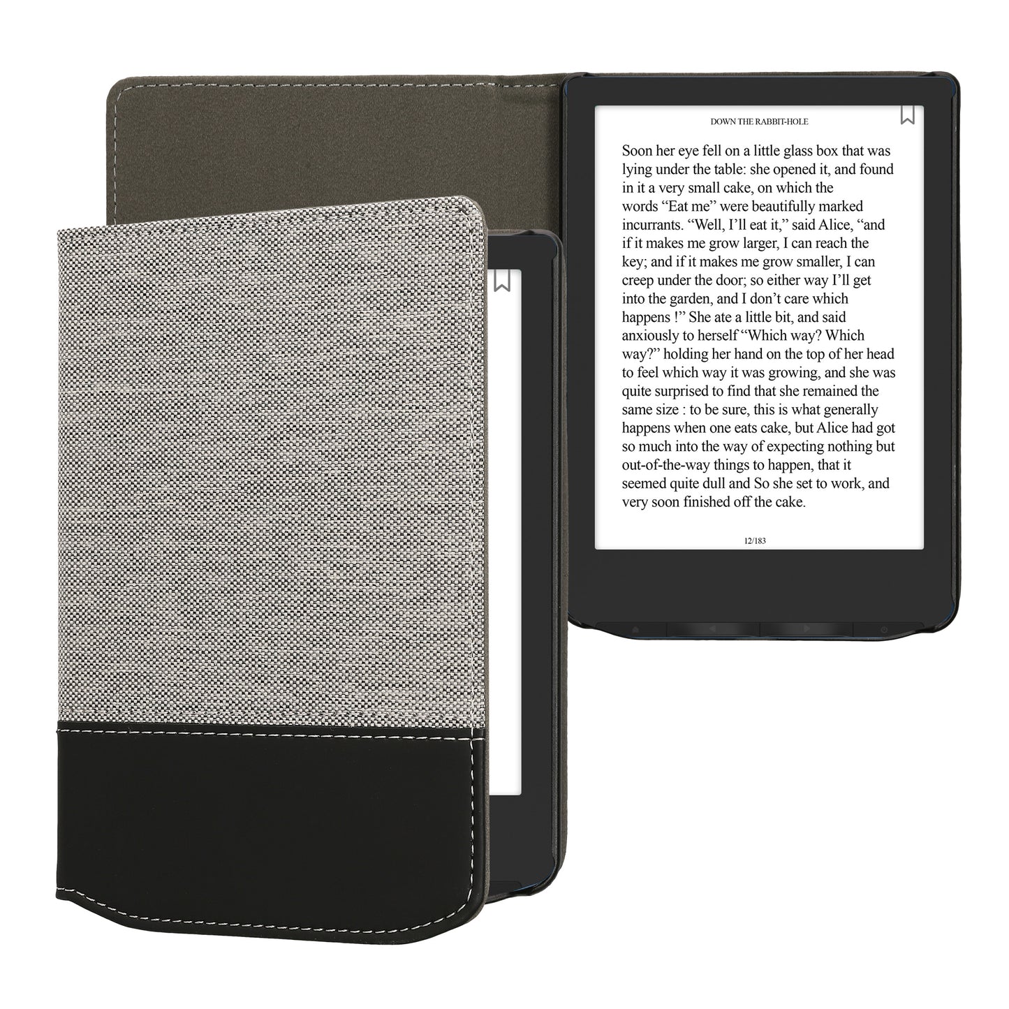kwmobile Hülle kompatibel mit Pocketbook Verse / Verse Lite / Verse Pro / Color / Vivlio Light/Light HD - Canvas eReader Schutzhülle Cover Case - Grau Schwarz Grau  