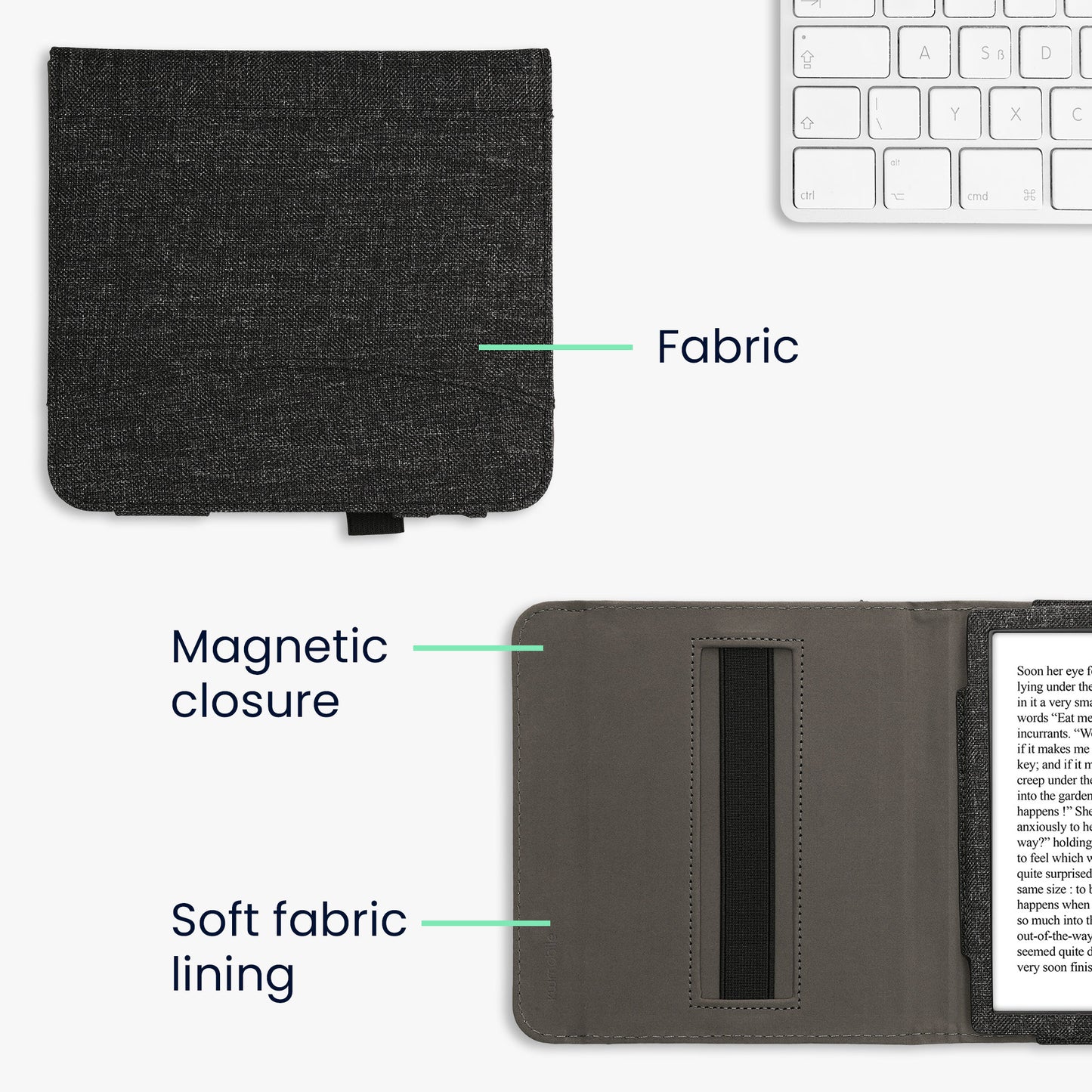 kwmobile Flip Case compatible with Kobo Kobo Libra Colour / Tolino Vision Color - Front Pocket Hand Strap