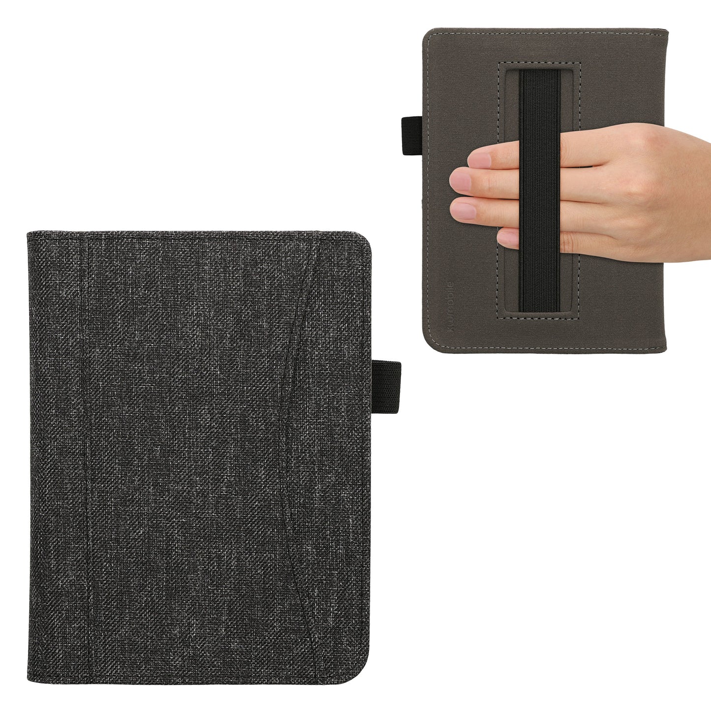 kwmobile Flip Case compatible with Kobo Clara BW / Clara Colour / Tolino Shine (5) / Shine Color - Front Pocket Hand Strap