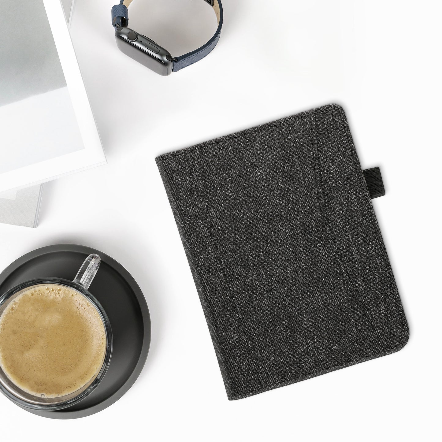kwmobile Flip Case compatible with Kobo Clara 2E / Tolino Shine 4 - Front Pocket Hand Strap