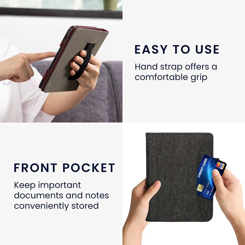 kwmobile Flip Case compatible with Kobo Clara 2E / Tolino Shine 4 - Front Pocket Hand Strap
