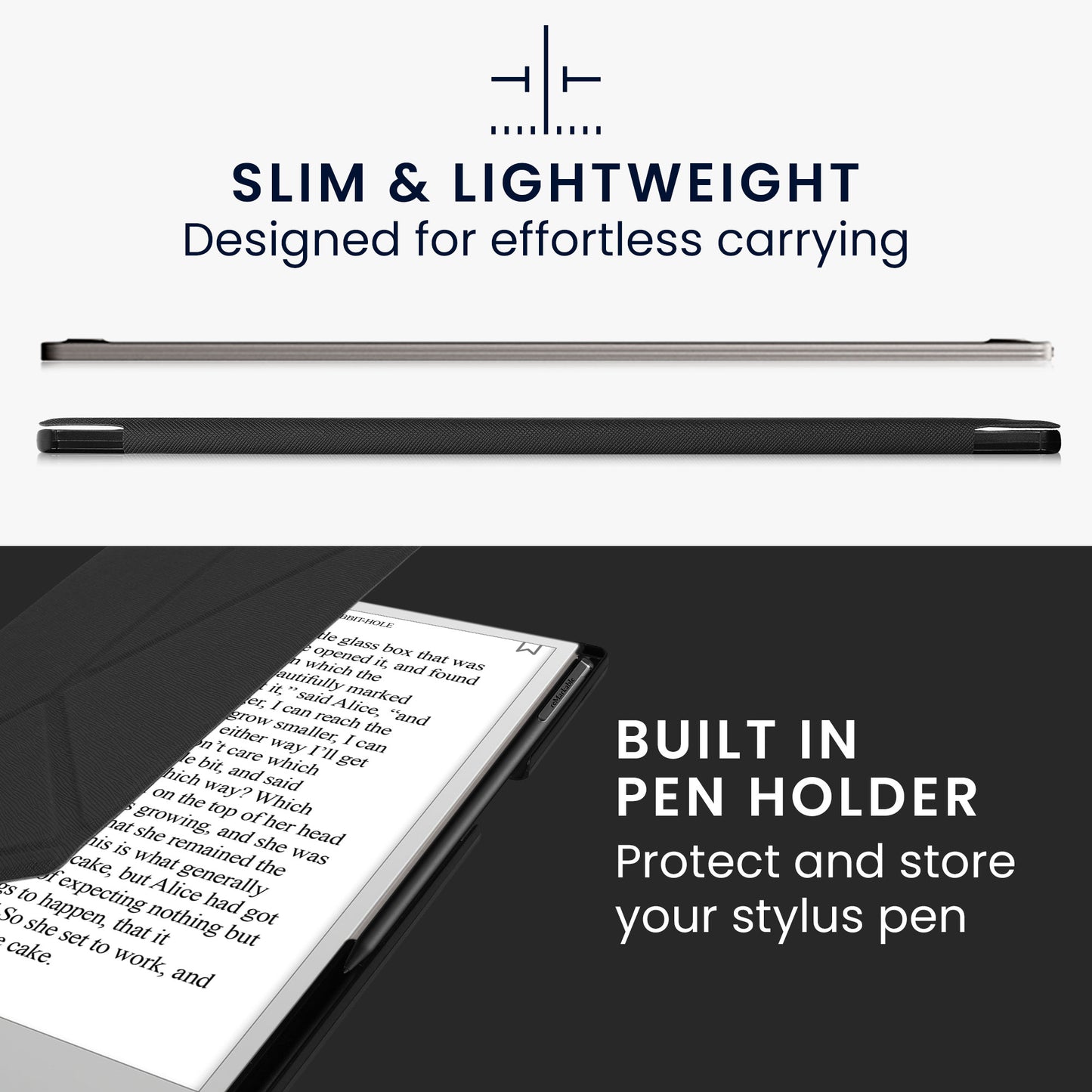 kwmobile Protective Case Compatible with Remarkable Paper Pro Cover Case for Tablet with Stand Function Tablet Cover with Stylus Holder