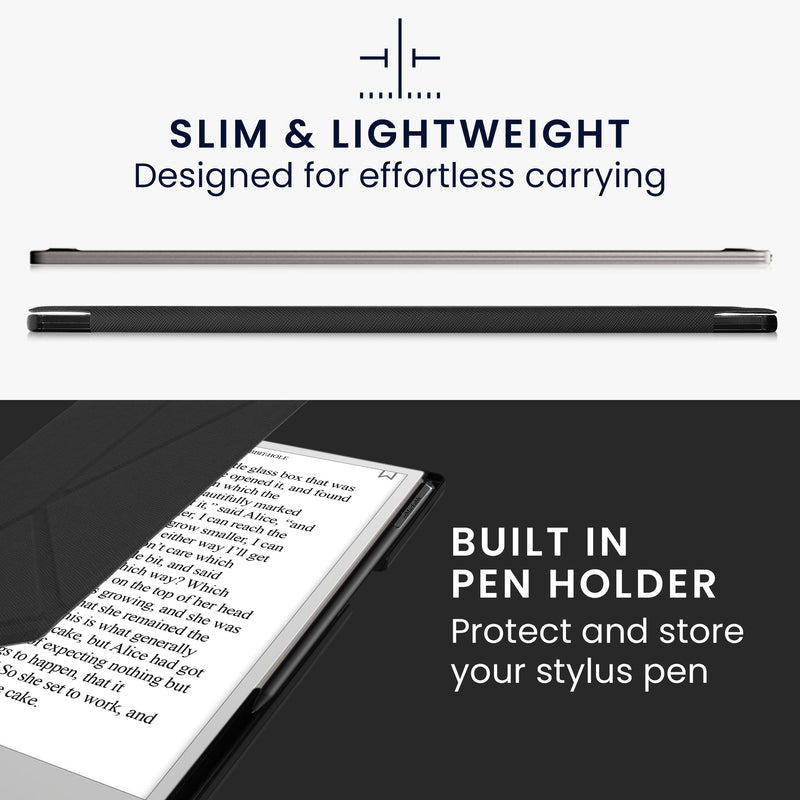 kwmobile Protective Case Compatible with Remarkable Paper Pro Cover Case for Tablet with Stand Function Tablet Cover with Stylus Holder