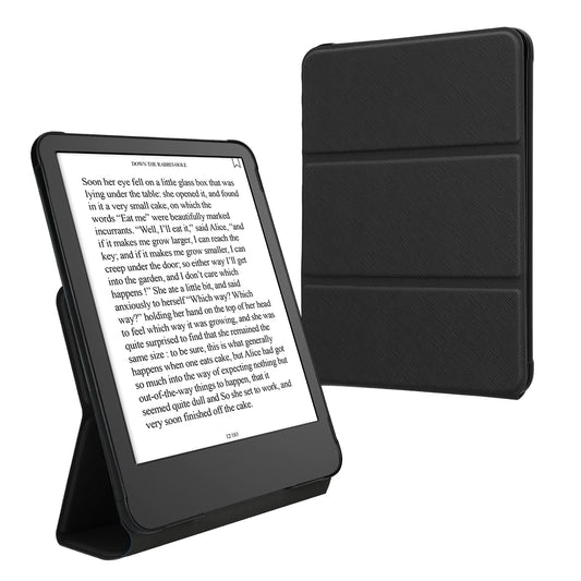 kwmobile Hülle für Amazon Kindle Paperwhite (2024)/Colorsoft Case - Schutzhülle aus Kunstleder - Magnetverschluss Cover mit Standfunktion in Schwarz Schwarz  