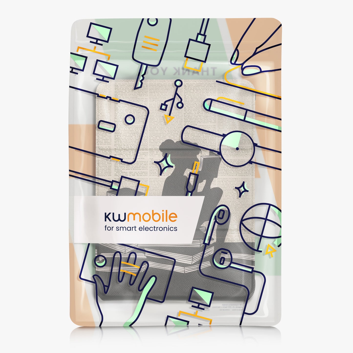 kwmobile Case for Amazon Kindle Paperwhite (2024)/Colorsoft Case - Faux Leather Protective Cover - Cover with Stand Function in Beige Reading Woman