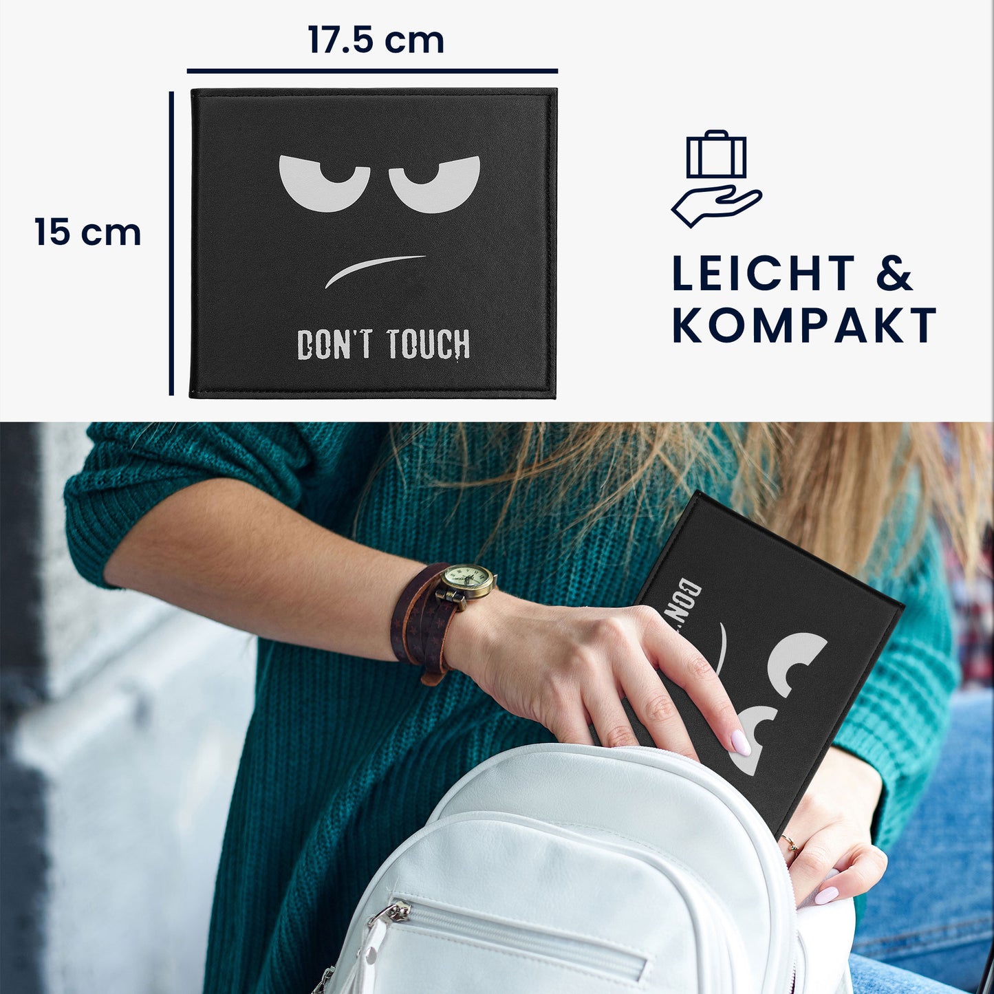kwmobile Cover for the German Disability Pass - Cover with Slots - Foldable Pass Holder Don't Touch