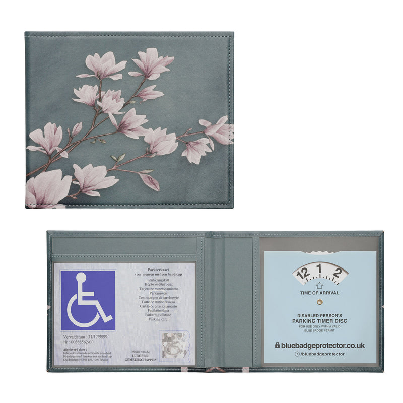 kwmobile Hülle für den deutschen Schwerbehindertenausweis - Schutzhülle aus Kunstleder in Taupe Weiß Blaugrau - Cover mit Fächern - Ausweishülle klappbar Magnolien Taupe  [dsg02]