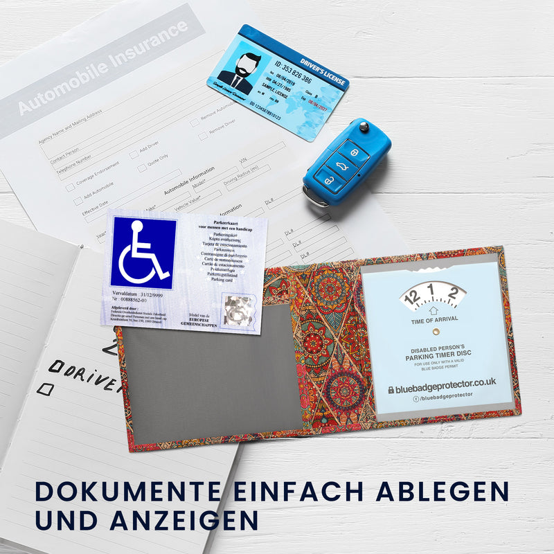 kwmobile Case for the German Disability Pass - Protective Cover - Cover with Compartments - Foldable Pass Holder Mandala Tiles