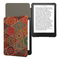 kwmobile Hülle kompatibel mit Amazon Kindle Paperwhite (2024)/Colorsoft - Kork eReader Schutzhülle Cover Case - Mandalakacheln Pink Rot Blau Pink  [dsg01]