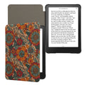 kwmobile Hülle kompatibel mit Amazon Kindle Paperwhite (2024)/Colorsoft - Kork eReader Schutzhülle Cover Case - Sommerblumen Orange Grün Rot Orange  [dsg03]