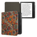 kwmobile Hülle kompatibel mit Kobo Kobo Libra Colour / Tolino Vision Color - Kork eReader Schutzhülle Cover Case - Sommerblumen Orange Grün Rot Orange  [dsg03]