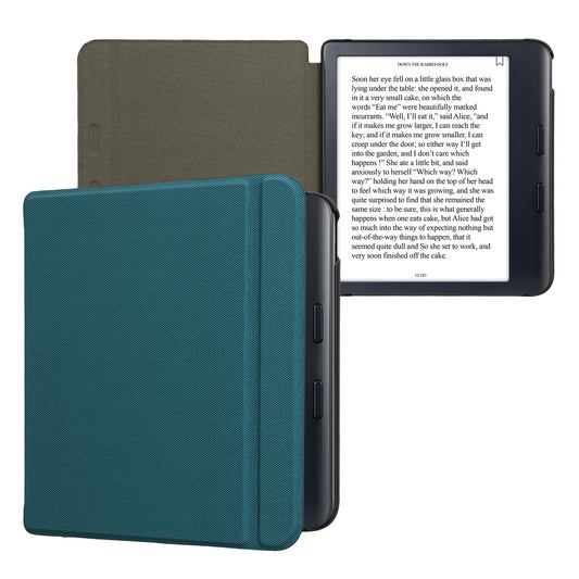 kwmobile Hülle kompatibel mit Kobo Kobo Libra Colour / Tolino Vision Color - Nylon eReader Schutzhülle Cover Case - Petrol Petrol  