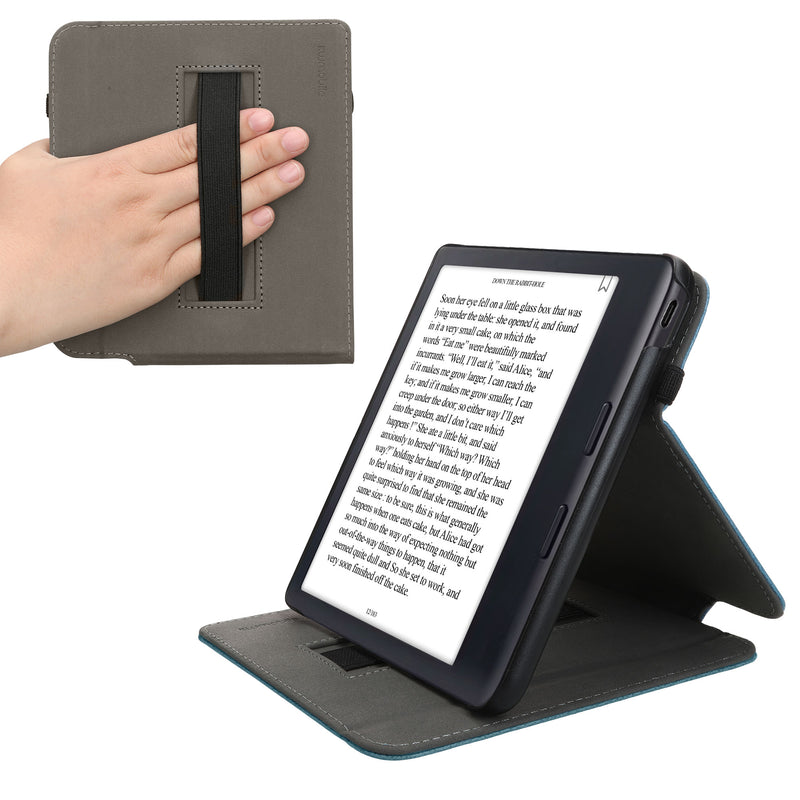 kwmobile Schutzhülle kompatibel mit Kobo Kobo Libra Colour / Tolino Vision Color - Hülle e-Reader mit Schlaufe Ständer - - Petrol Petrol  