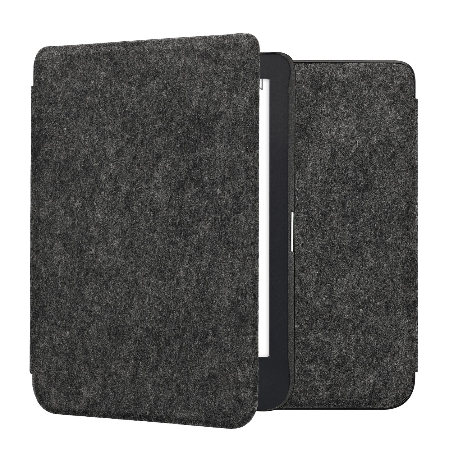 kwmobile Hülle kompatibel mit Kobo Clara 2E / Tolino Shine 4 - Filz Stoff eReader Schutzhülle Cover Case - Dunkelgrau Dunkelgrau  