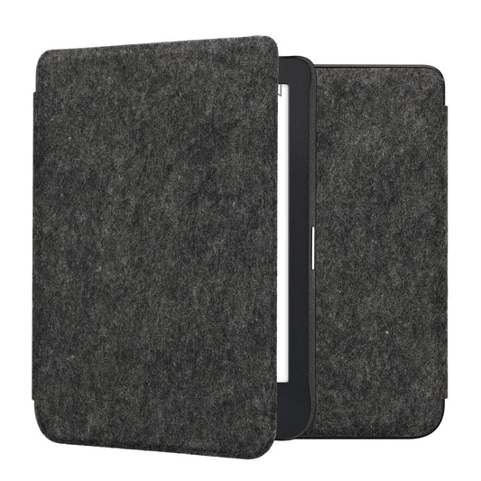 kwmobile Hülle kompatibel mit Kobo Clara 2E / Tolino Shine 4 - Filz Stoff eReader Schutzhülle Cover Case - Dunkelgrau Dunkelgrau  