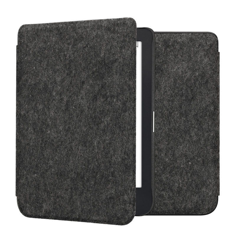 kwmobile Hülle kompatibel mit Kobo Clara 2E / Tolino Shine 4 - Filz Stoff eReader Schutzhülle Cover Case - Dunkelgrau Dunkelgrau  