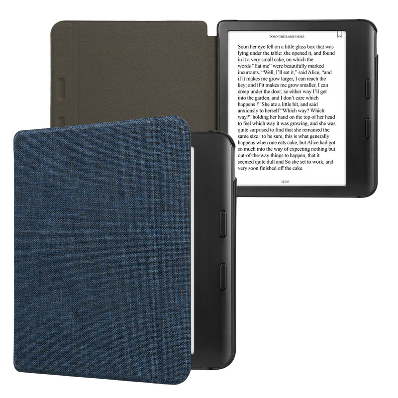 kwmobile Hülle kompatibel mit Kobo Kobo Libra Colour / Tolino Vision Color - Stoff eReader Schutzhülle Cover Case - Blau Blau  