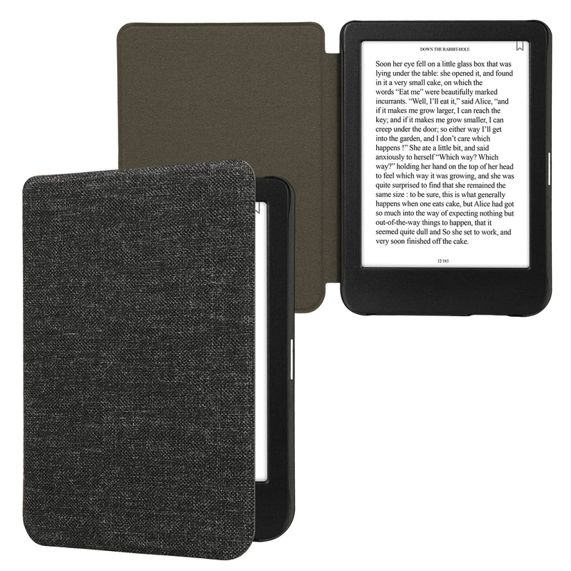 kwmobile Hülle kompatibel mit Kobo Clara BW / Clara Colour / Tolino Shine (5) / Shine Color - Stoff eReader Schutzhülle Cover Case - Dunkelgrau Dunkelgrau  