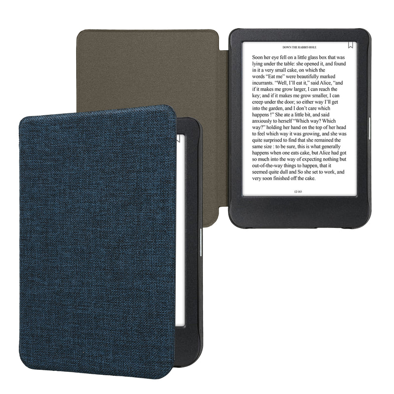kwmobile Hülle kompatibel mit Kobo Clara BW / Clara Colour / Tolino Shine (5) / Shine Color - Stoff eReader Schutzhülle Cover Case - Blau Blau  