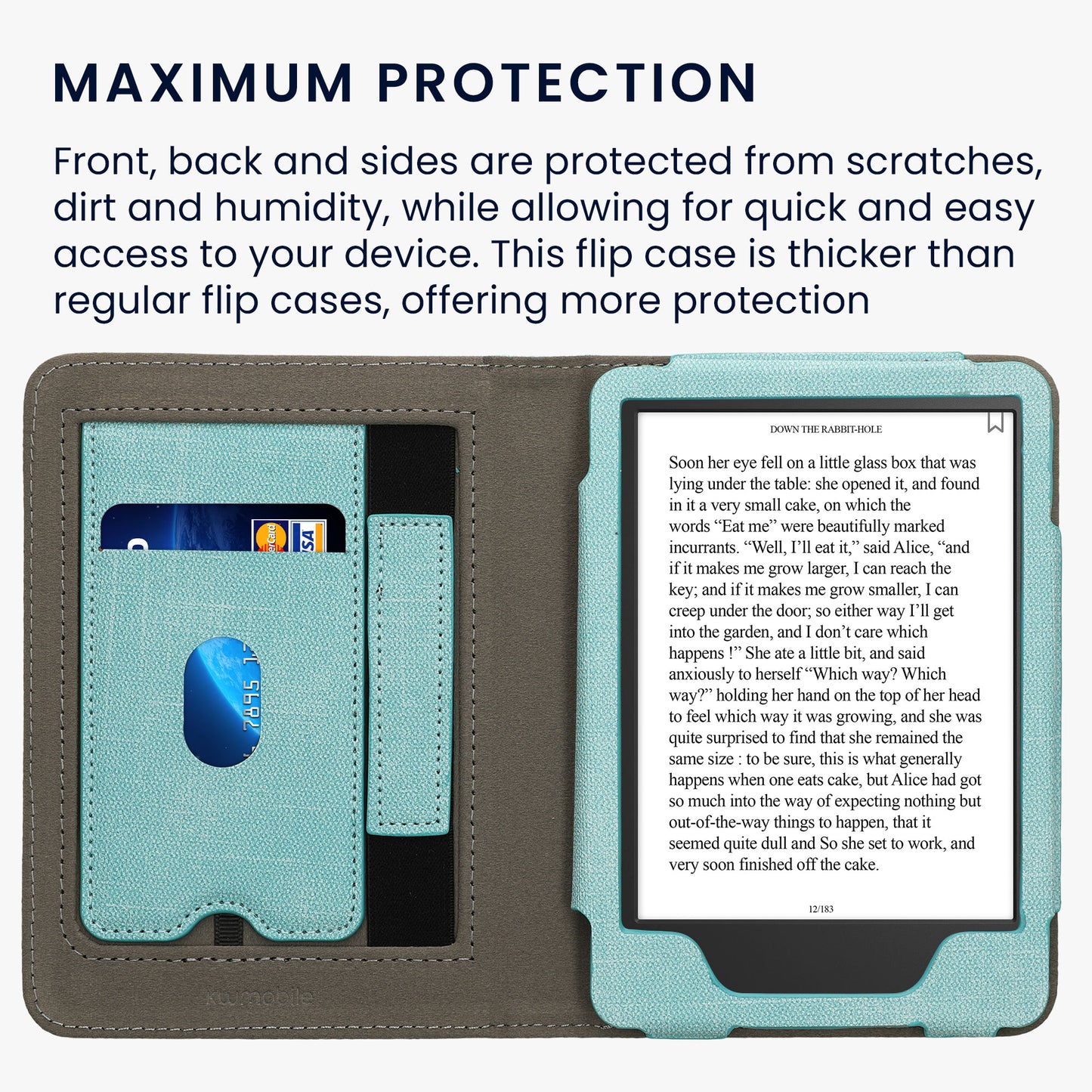 kwmobile Case Compatible with Amazon Kindle (2022/2024) - Flip Case with Hand Strap - Cover