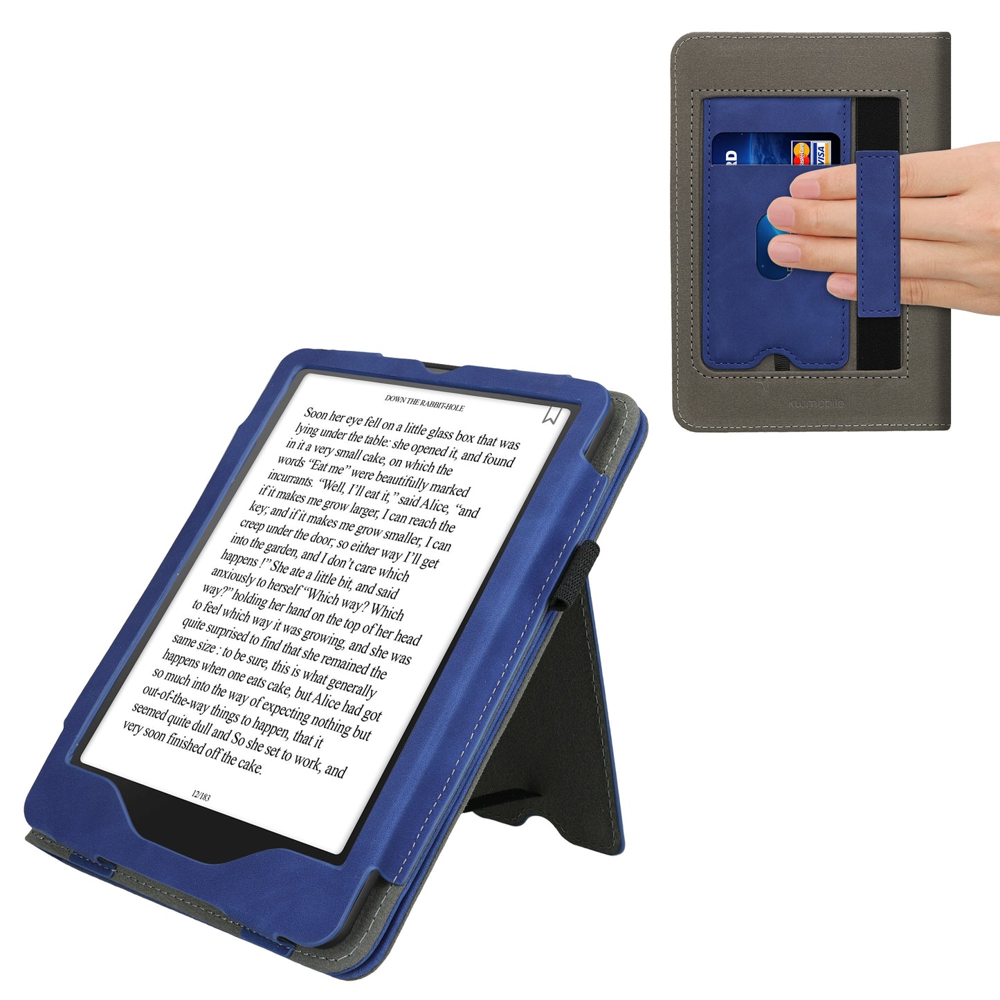 kwmobile Flip Hülle kompatibel mit Amazon Kindle Paperwhite (2024)/Colorsoft - Handschlaufe - Cover Dunkelblau Dunkelblau  [dsg02]