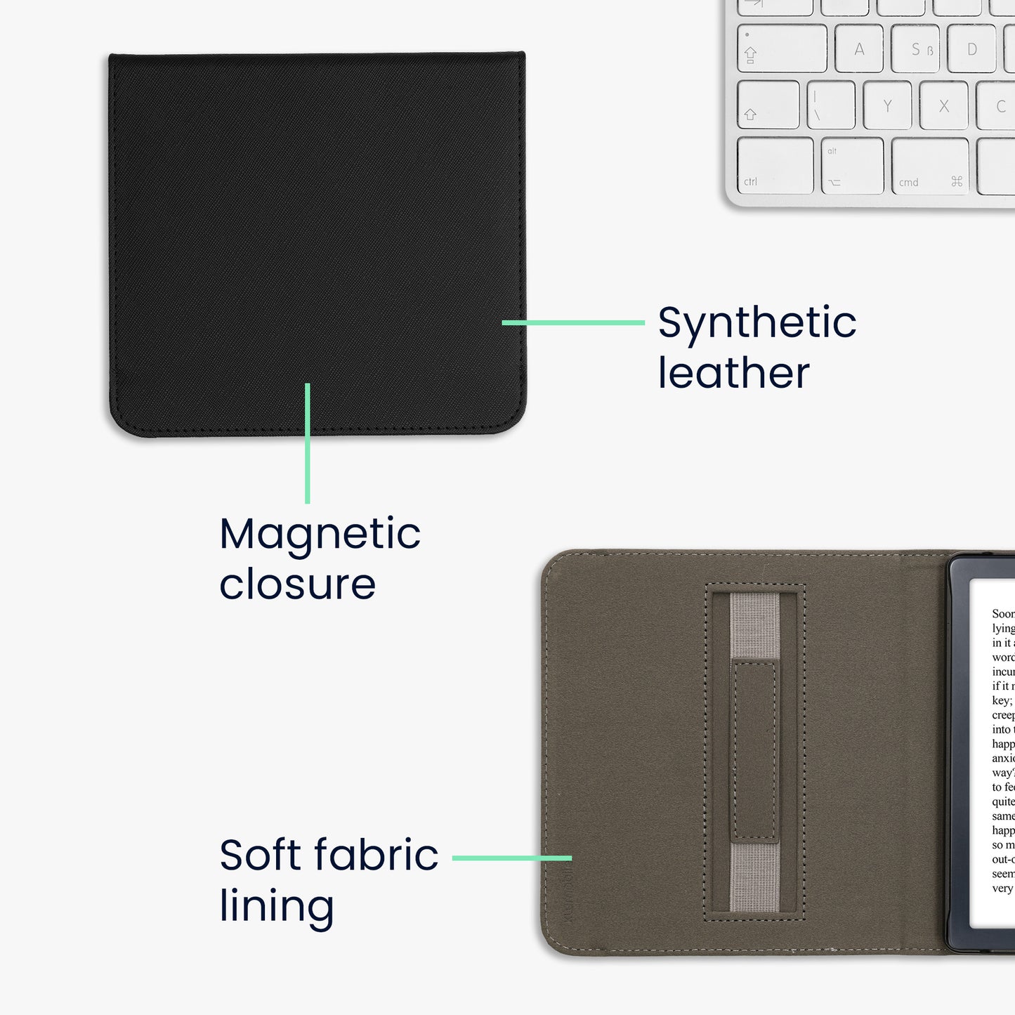 kwmobile Flip Case compatible with Kobo Libra Colour / Tolino Vision Color Case - Protective Cover for the eReader with Hand Strap