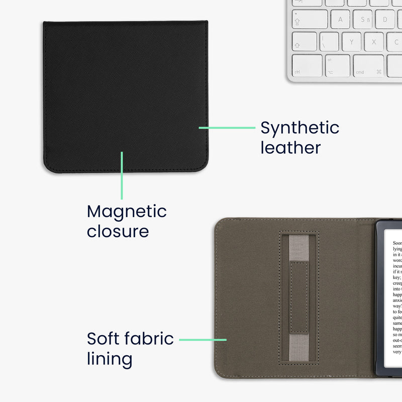 kwmobile Flip Case compatible with Kobo Libra Colour / Tolino Vision Color Case - Protective Cover for the eReader with Hand Strap