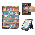 kwmobile Flip Cover kompatibel mit Pocketbook Verse / Verse Lite / Verse Pro / Color / Vivlio Light/Light HD - Hülle mit Handschlaufe Bibliothek Motto Mehrfarbig Mehrfarbig  [dsg02]