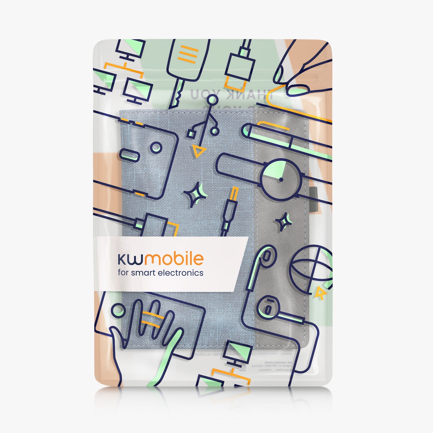 kwmobile Flip Case compatible with Kobo Aura H2O Edition 2 - Hand Strap - Cover Dark Grey