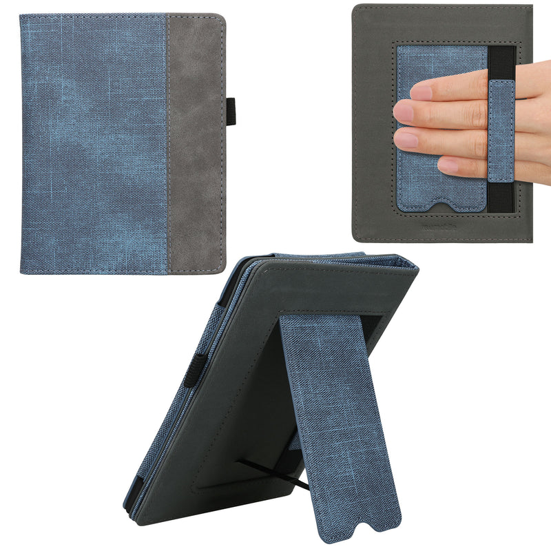 kwmobile Flip Case compatible with Kobo Aura H2O Edition 2 - Hand Strap - Cover Dark Grey