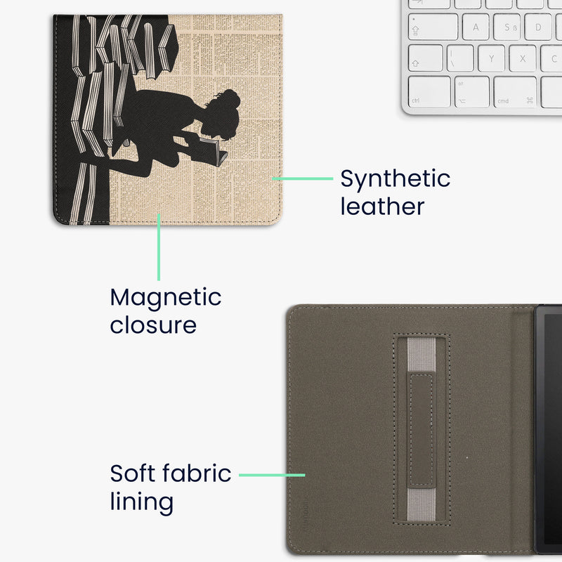 kwmobile Protective Case for Kobo Forma - eReader Flip Case with Hand Strap and Auto Sleep Function
