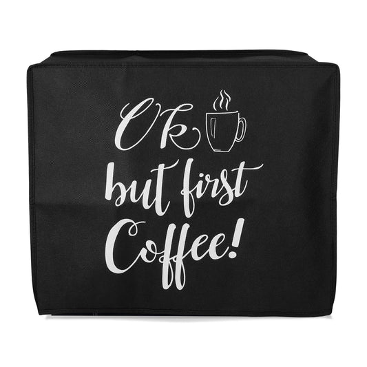 kwmobile Hülle kompatibel mit Nespresso Lattissima Pro - Abdeckung Kaffeemaschine Staubschutz OK Coffee Weiß Schwarz Weiß  [dsg01]