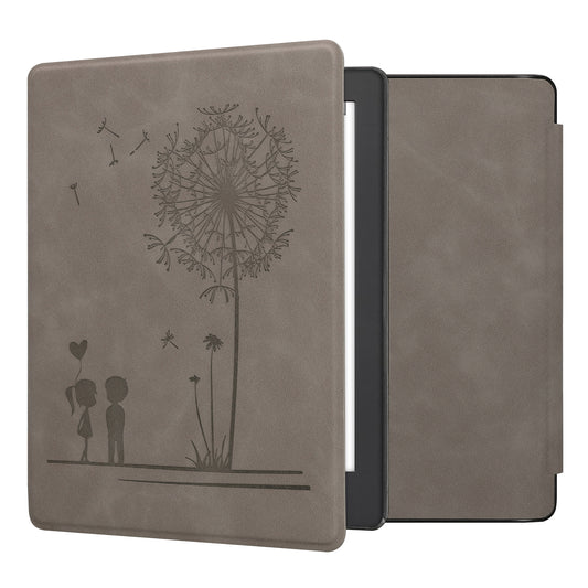 kwmobile Hülle kompatibel mit Kobo Aura H2O Edition 2 Hülle - Kunstleder Cover - Pusteblume Love Grau Grau  [dsg01]