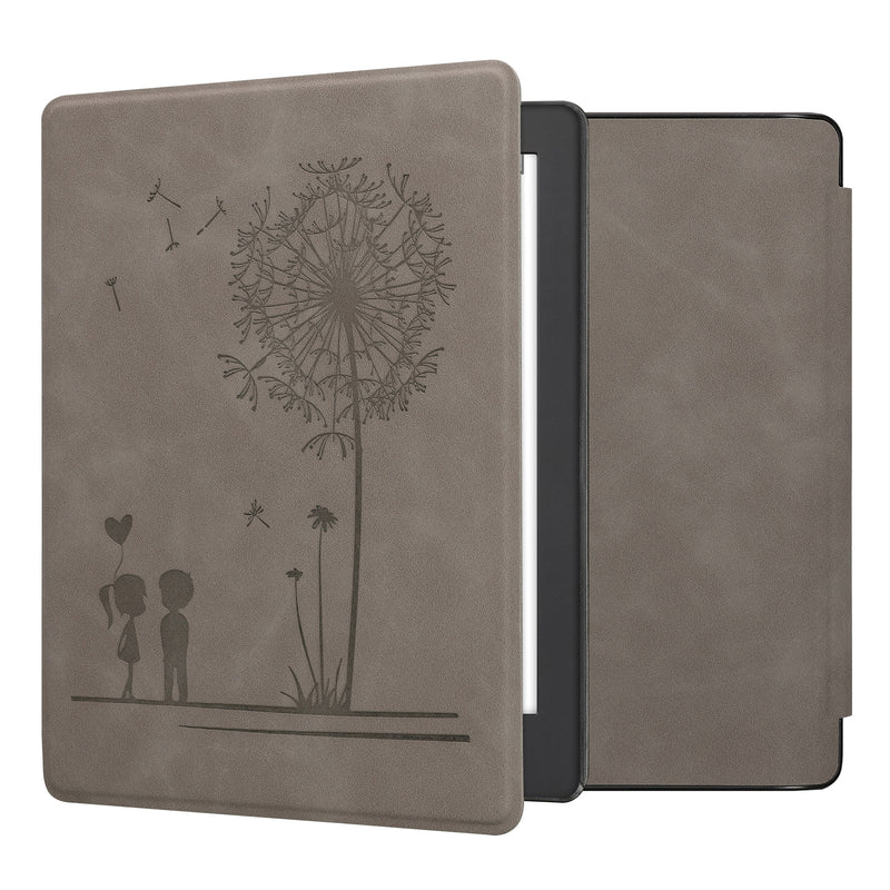 kwmobile Hülle kompatibel mit Kobo Aura H2O Edition 2 Hülle - Kunstleder Cover - Pusteblume Love Grau Grau  [dsg01]