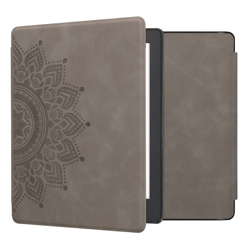 kwmobile Hülle kompatibel mit Kobo Aura H2O Edition 2 Hülle - Kunstleder Cover - Aufgehende Sonne Grau Grau  [dsg02]