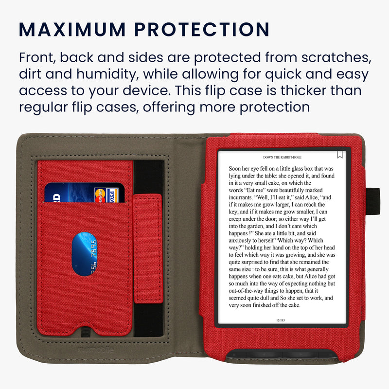 kwmobile Case Compatible with Pocketbook Verse / Verse Lite / Verse Pro / Color / Vivlio Light/Light HD Case - Flip Case with Hand Strap - Cover